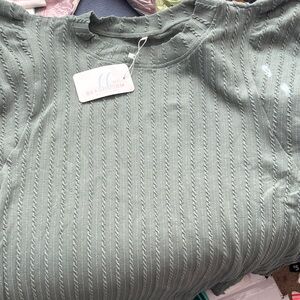 Women's Green Ribbed Blouse